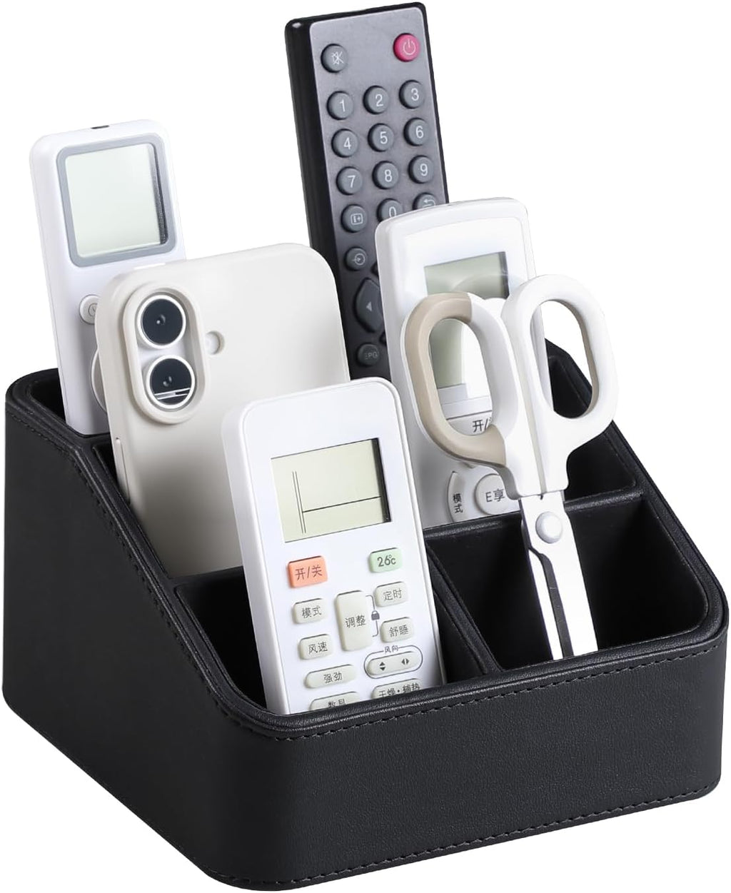 Remote Control Holder, Nightstand Organizer, Desk Caddy (Black)