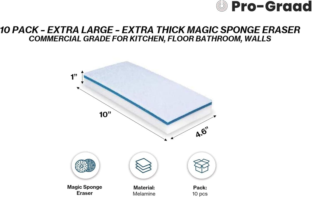 4610 Eraser Pads 4.5" x 10" Melamine Mop Sponges, 10 Pack