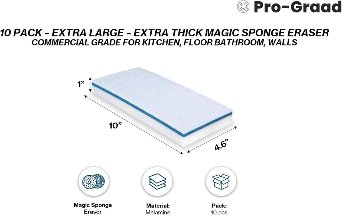 4610 Eraser Pads 4.5" x 10" Melamine Mop Sponges, 10 Pack