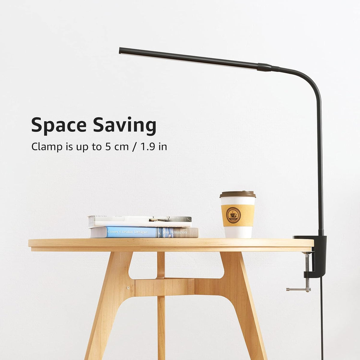 Lepro Clip on Desk Lamp, LED Reading Light with Clamp, 460LM 5W, Black
