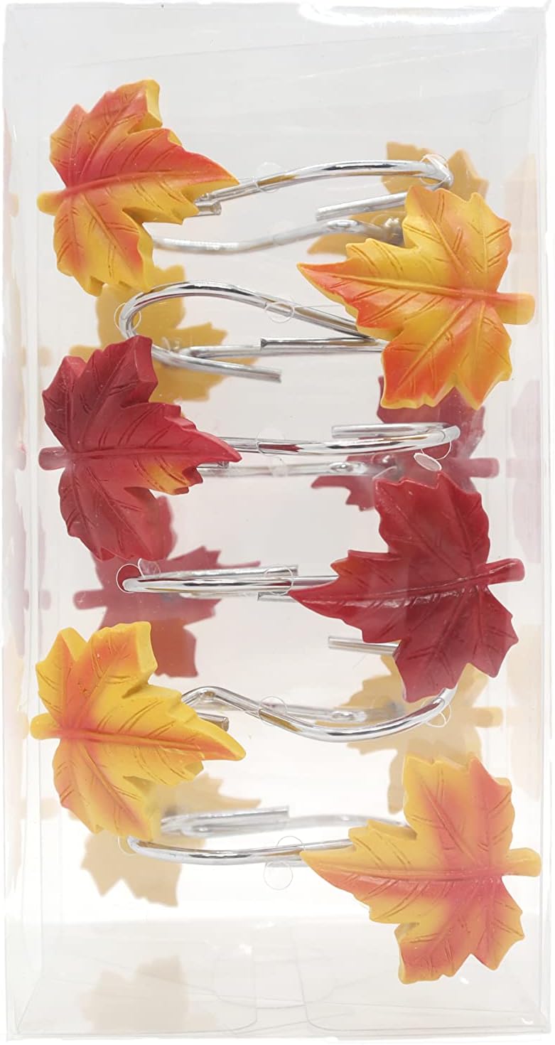 12PCS Maple Leaf Shower Curtain Hooks Thanksgiving Decorative