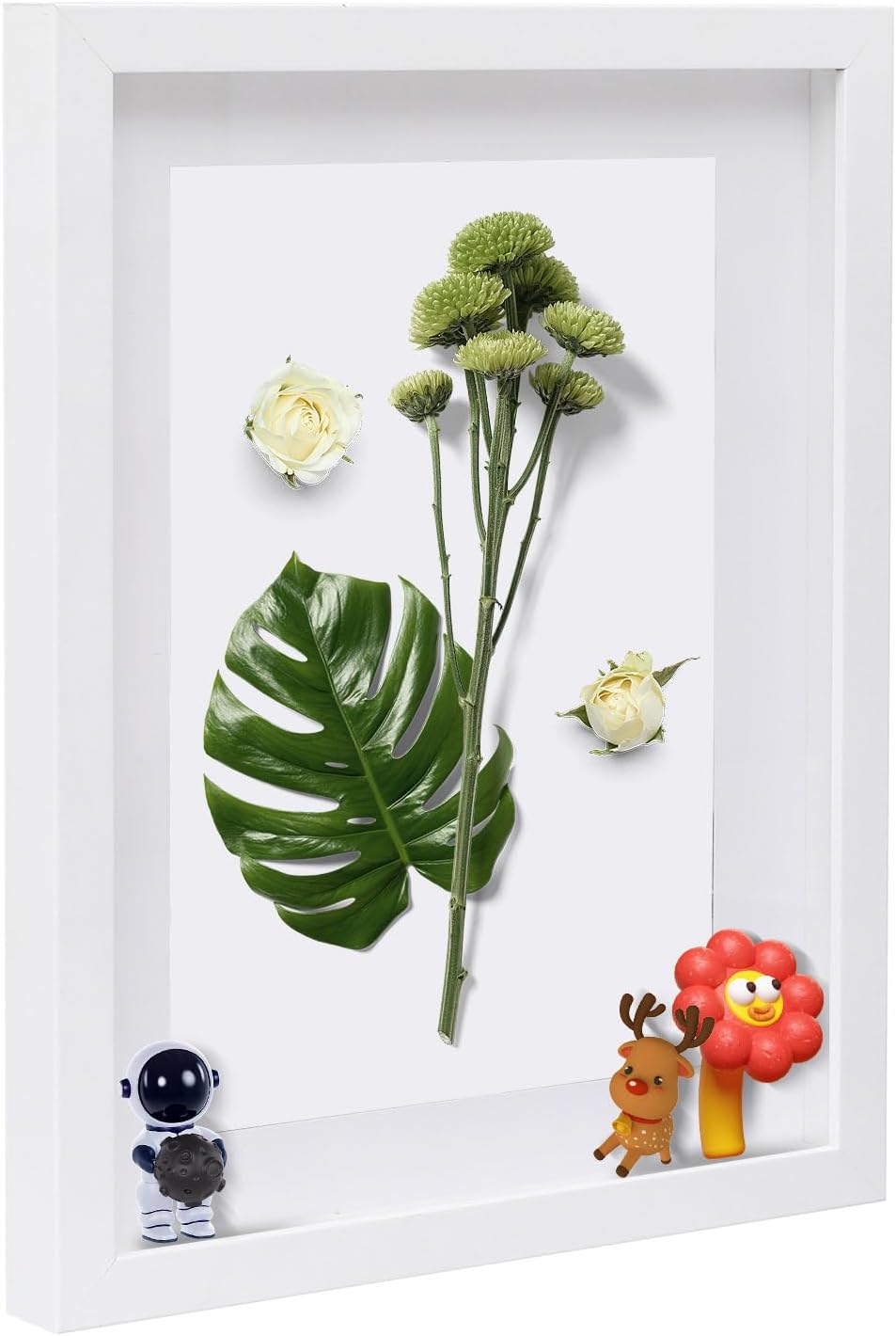 Muzilife 11x14 Shadow Box 3D Picture Frame with Mat, Wood, 1 Pack, White