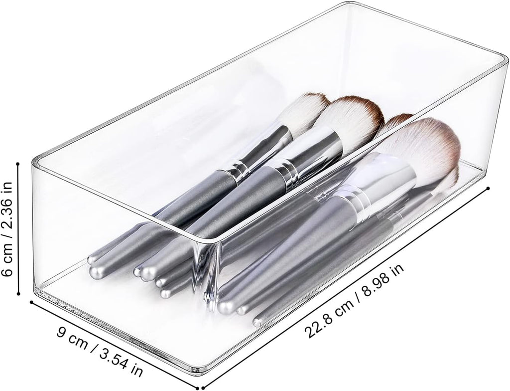 JessLab Acrylic Makeup Organizer, 1-Compartment Clear Bathroom Drawer Tray
