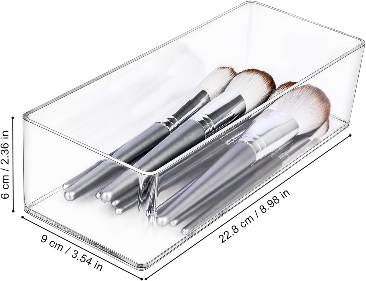JessLab Acrylic Makeup Organizer, 1-Compartment Clear Bathroom Drawer Tray