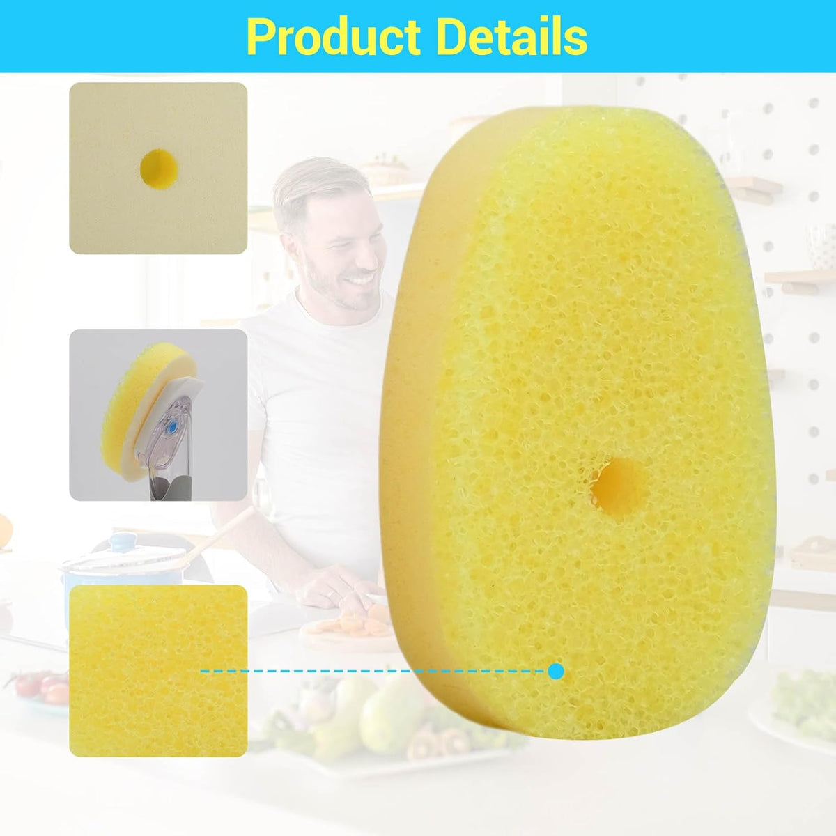 16Packs Dish Wand Sponge Refills for Scrub Daddy Dish Daddy - Replacement Heads for Dish Sponges, Non Scratch Dish Washing Scrubbers, Kitchen Dish Cleaning (Only Refills)