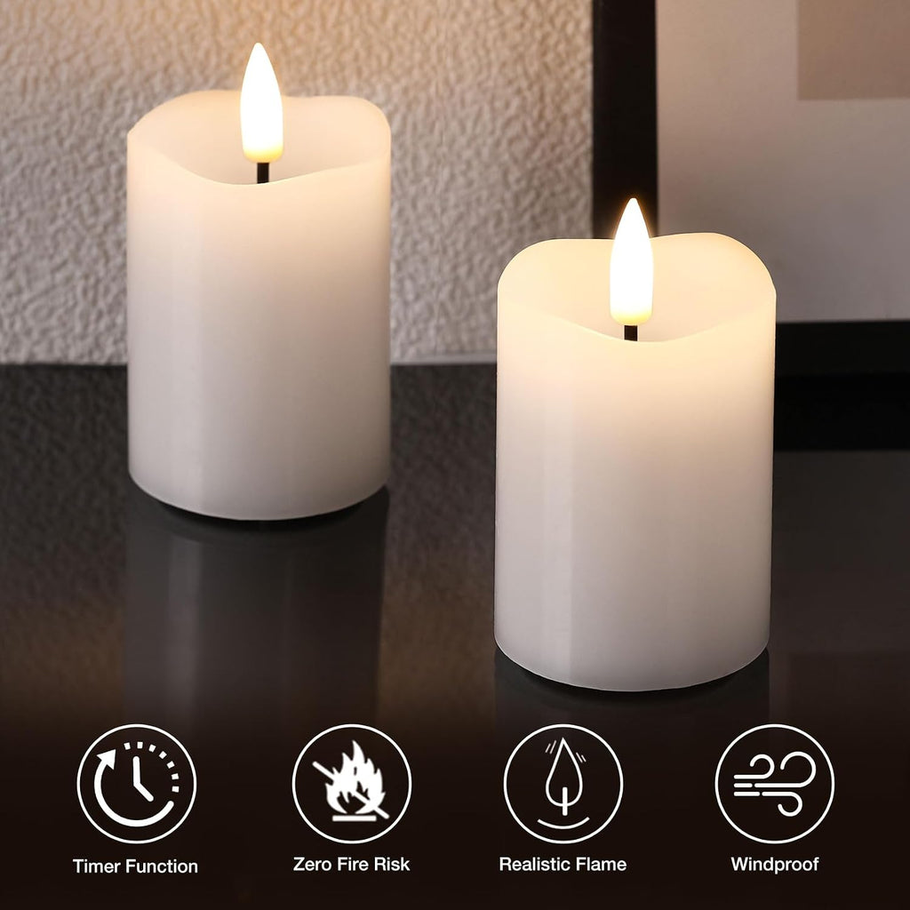 White Flameless Votive Candles with Remote Batteries Set of 6
