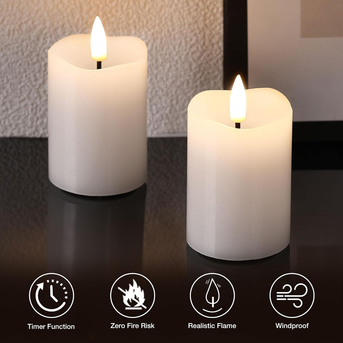 White Flameless Votive Candles with Remote Batteries Set of 6