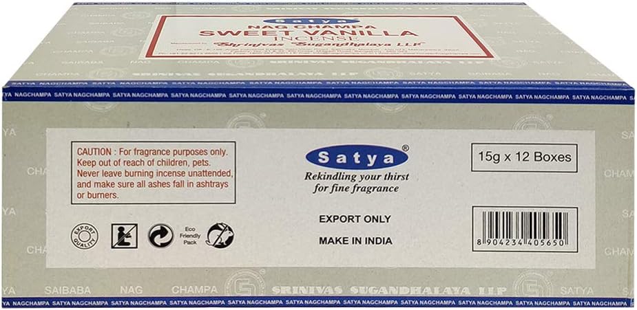 Satya Sweet Vanilla Incense Sticks and Holder Bundle