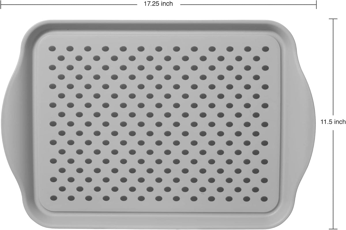 OGGI Anti Slip Serving Tray with Handles- Gray Rectangle Tray - Ideal Tray for Eating, Breakfast Tray, Food Tray, Appetizer Tray, Serving (Pack of 3), 5504.10