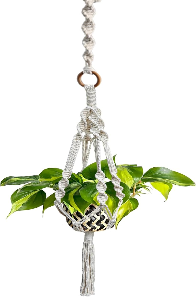 Macrame Plant Hanger Extender 22″ Plant Pot Holder Extender(4 Pack, White)