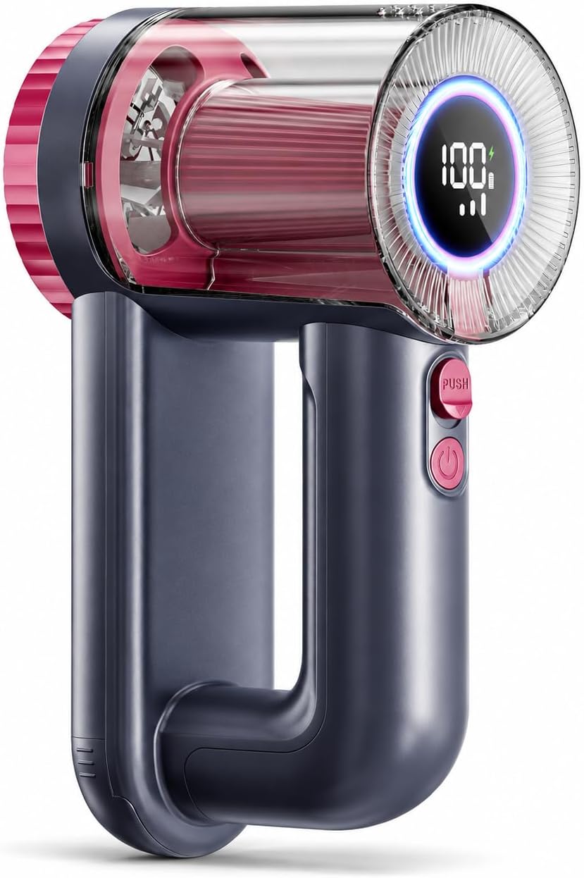 Rechargeable Fabric Shaver, 2-in-1 Lint Remover with 6-Blade (BlueRose)