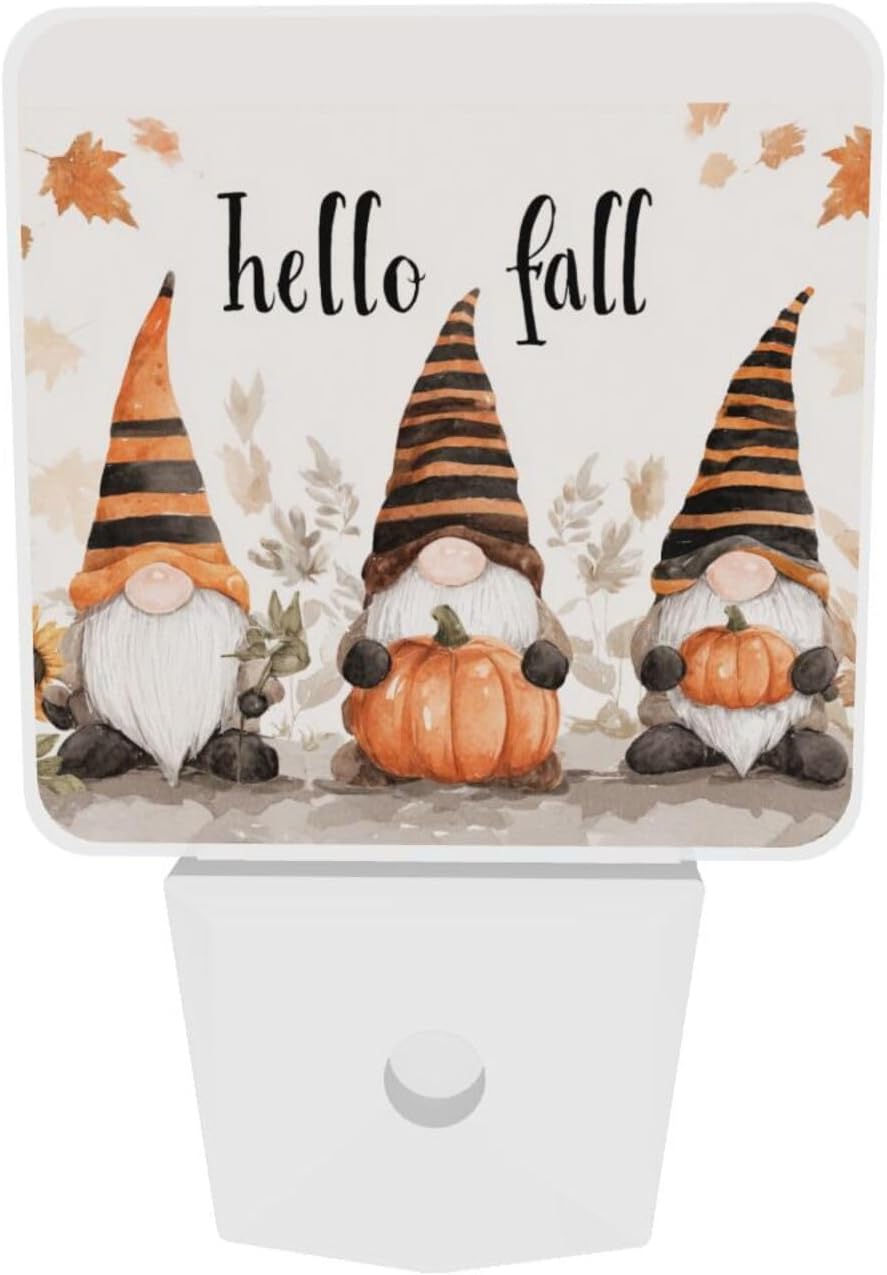 Fall Thanksgiving Gnome LED Plug-in Nightlights 2-Pack for Corridors