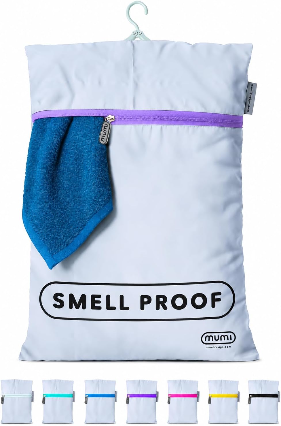 MUMI Smell-Proof Travel Laundry Bag with Folding Hanger, Purple