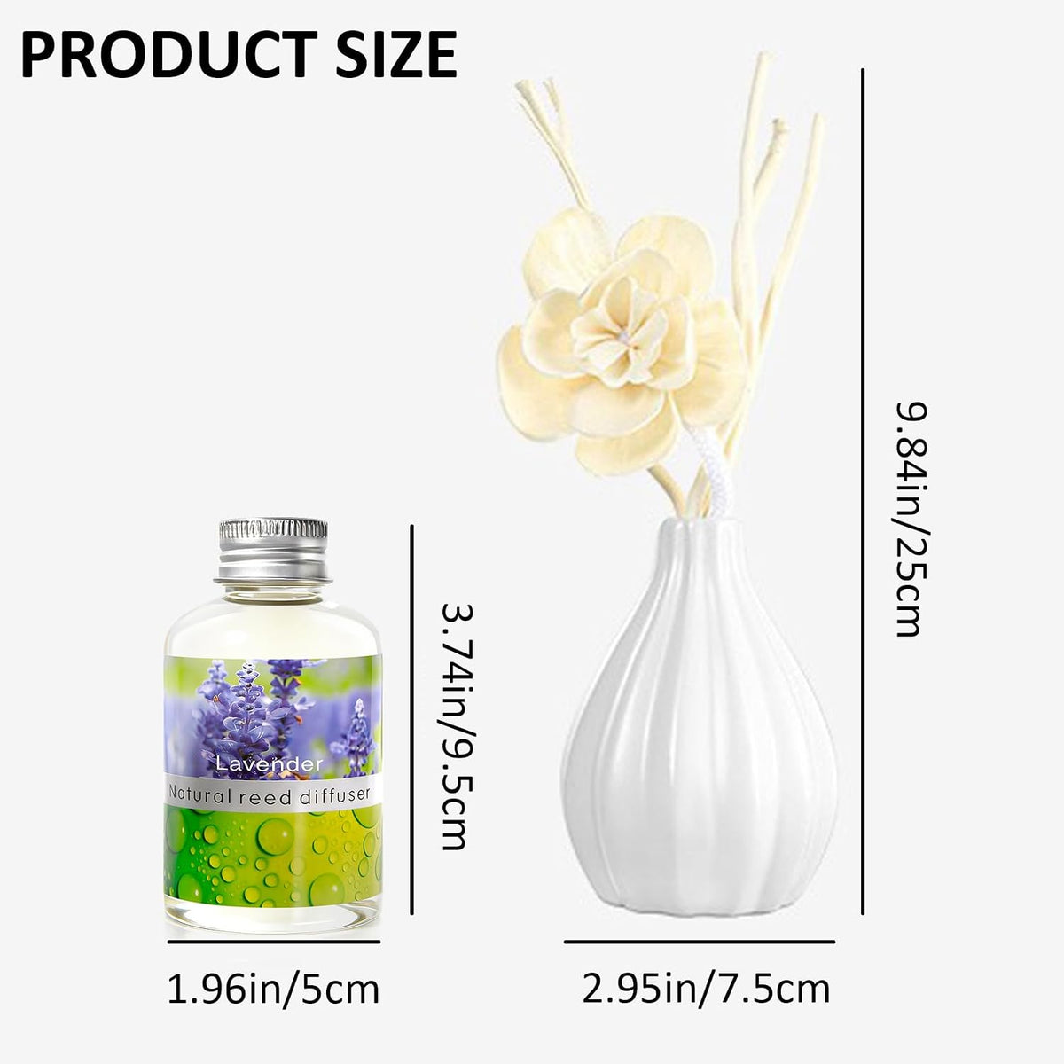 Reed Diffuser Set, Home Fragrance & Decorative Diffuser, Dried Flower Aromatherapy Oil Set, Oil Diffuser Sticks, Ceramic Bottle 5.07 oz(150ml) /1 Pack (Aqua Lily)