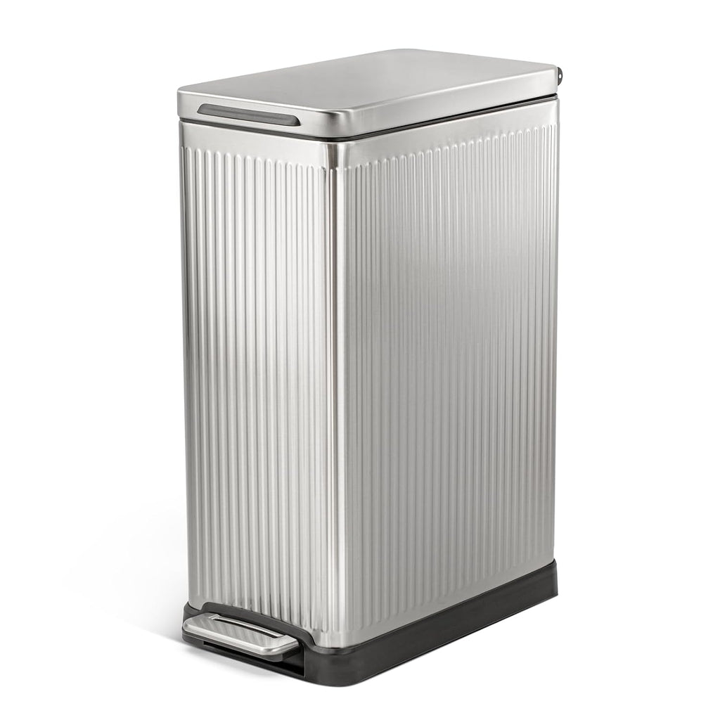 Home Zone Living 12 Gallon Kitchen Trash Can with Slim Fit Design
