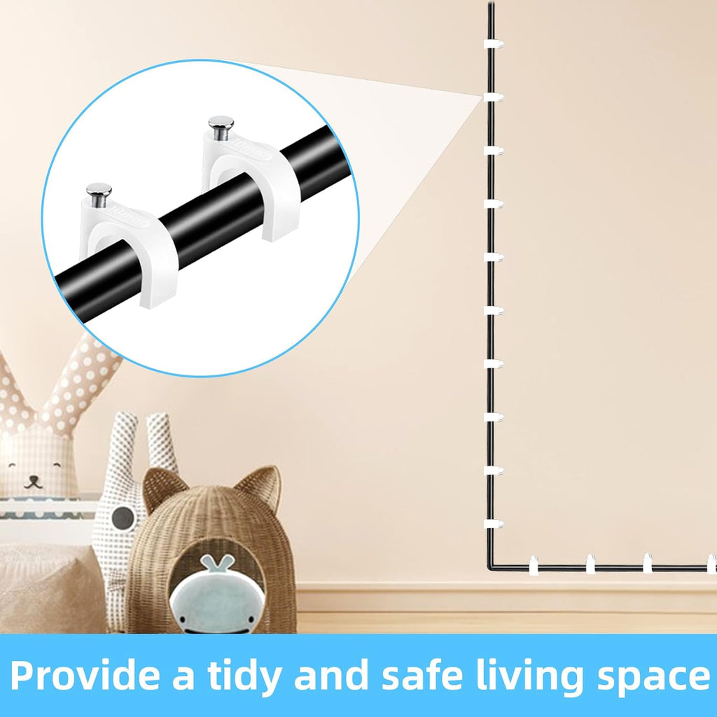 200 Pcs Cable Clips & Wire Clips,8mm/10mm Cable Clamps,Cord Clips,Tacks Cable Nails,Cable Cord Holder - for Ethernet Cables,Speaker Wire, Electrical Wire,Coax Cable,Wall Cord Management
