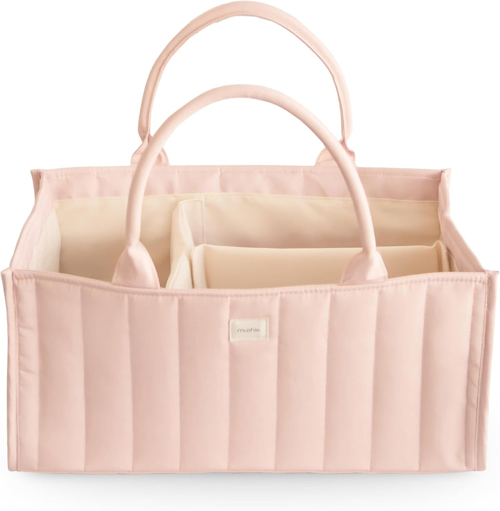 mushie Baby Diaper Caddy | Newborn Essentials Organizer (Blush)