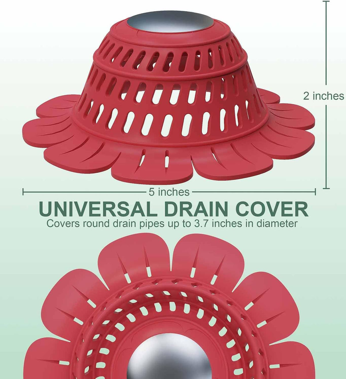 Universal Drain Hair Catcher, 2 Pack Heavy Duty Silicone Tub Hair Catcher Drain Protector for Round Pop-Up & Flat Drains of Bathtub Shower Sink, Cutout Flowers, Fast Draining, No Sliding