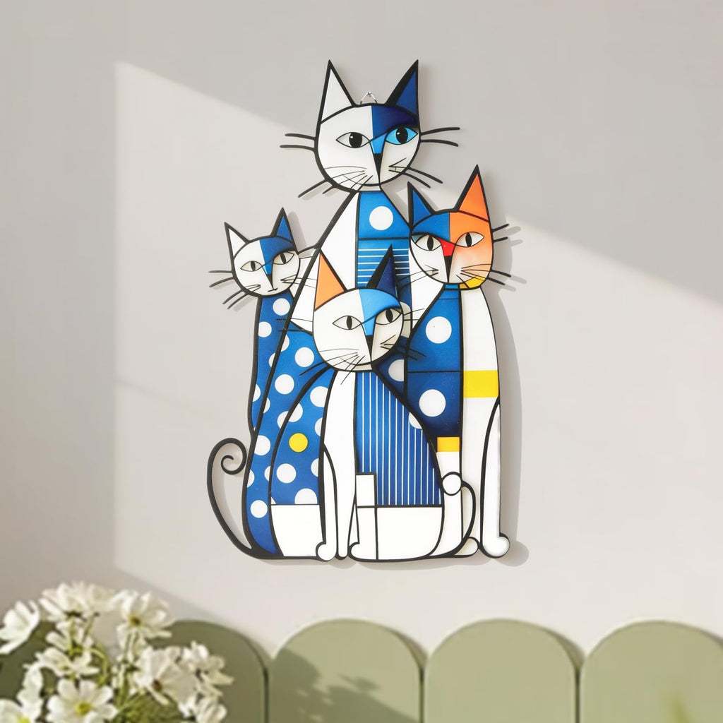 USJOK Metal Cat Wall Art 16" Modern Abstract Geometric Cat Wall Sculpture