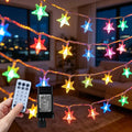 RaThun 65.6ft Star String Lights with Remote, Multicolor & Warm White