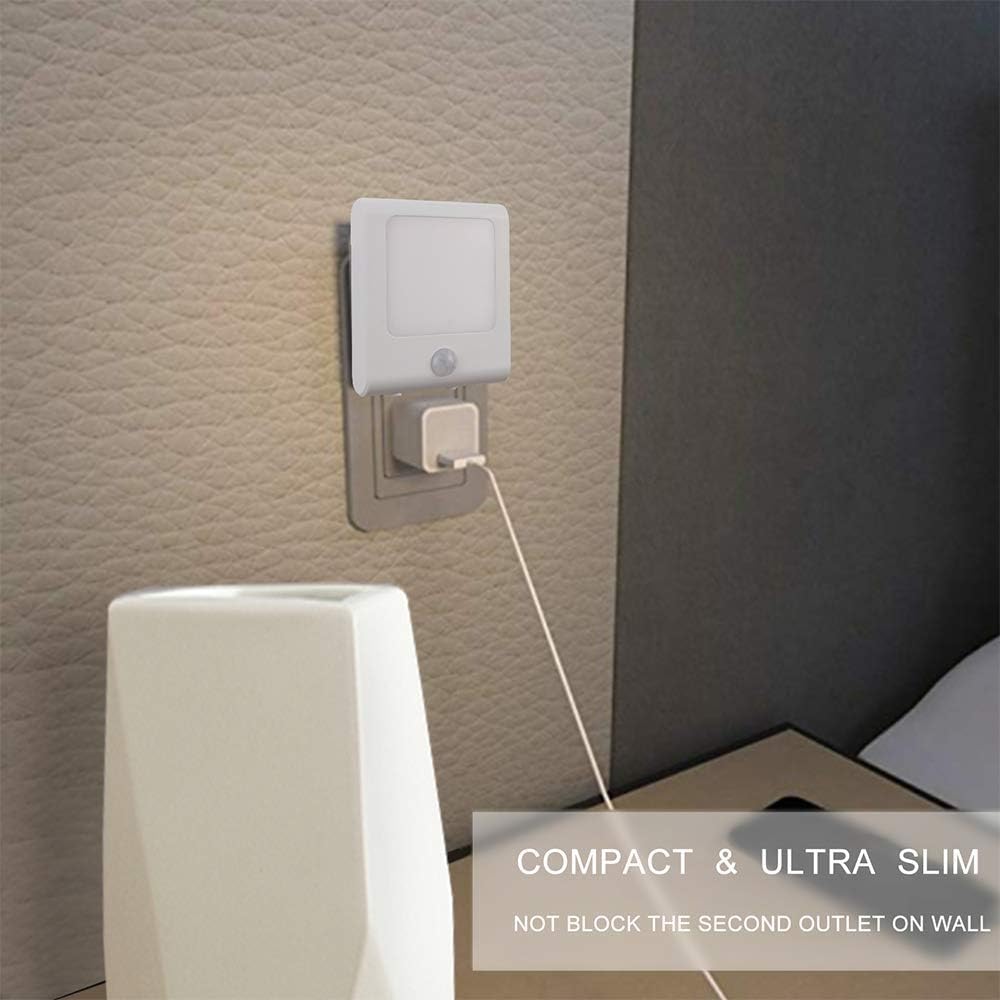 VINTAR 6 Packs Motion Sensor Dimmable Night Light, Auto Dusk to Dawn Sensor