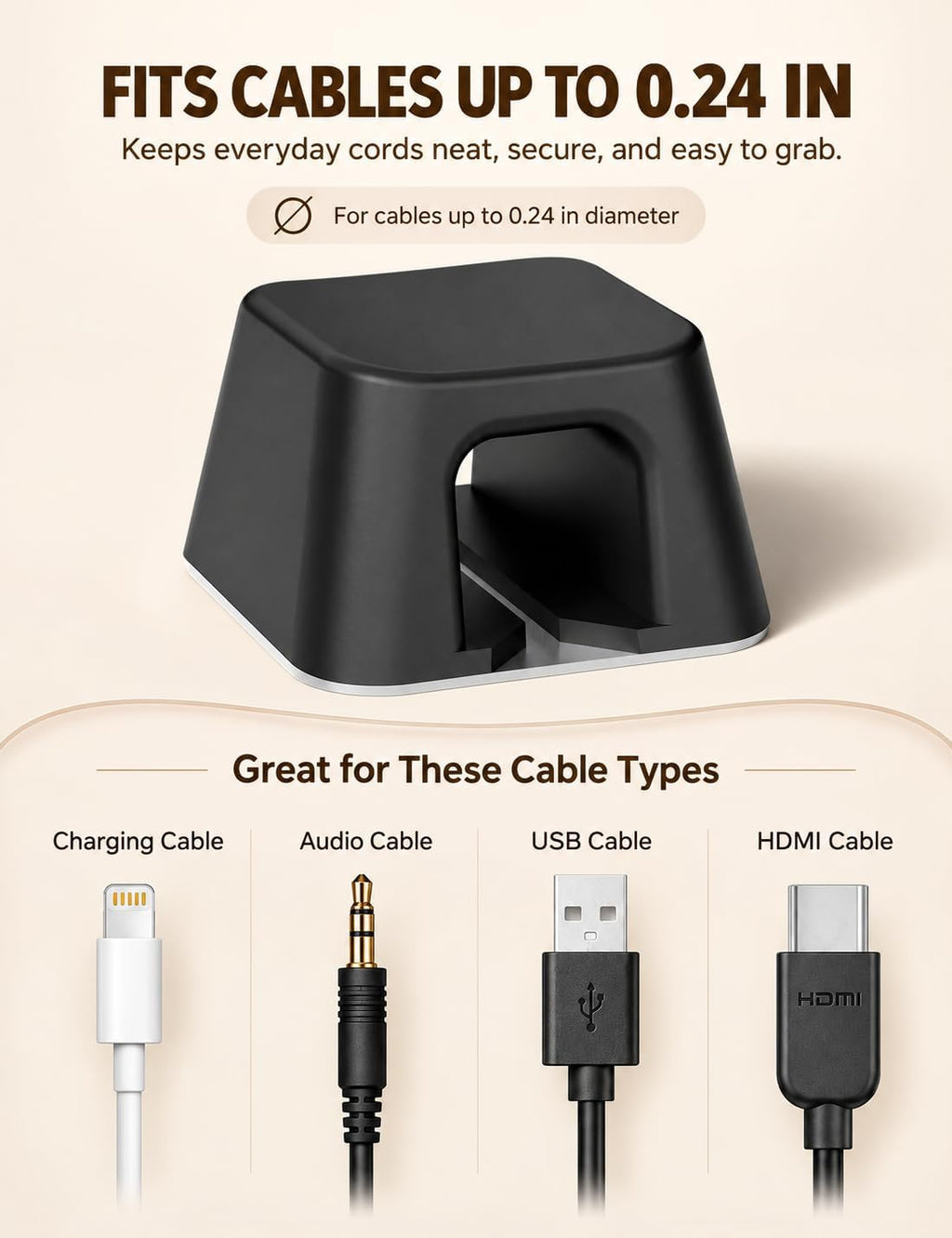 Viaky 8 Pack Magnetic Cord Holder,Black Cable Clips for Desk,Home,Office
