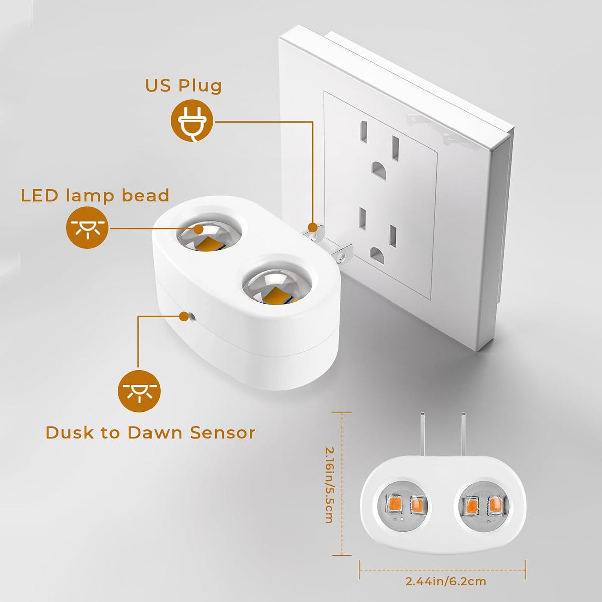 4 Pack LED Night Light Plug in Wall, Compact Nightights, 3000K Soft White,for Hallway, Stairs, Bedroom, Bathroom, Kitchen