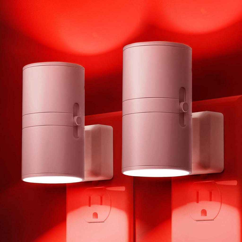 L LOHAS LED Red Night Light, Circadian Night Lights Plug into Wall, 2 Pack