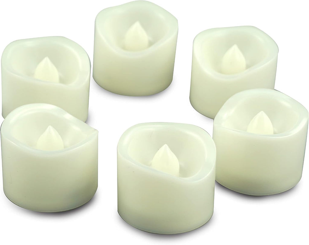Battery Operated Flameless Warm White LED Tea Lights Votive Candles 6 Pack