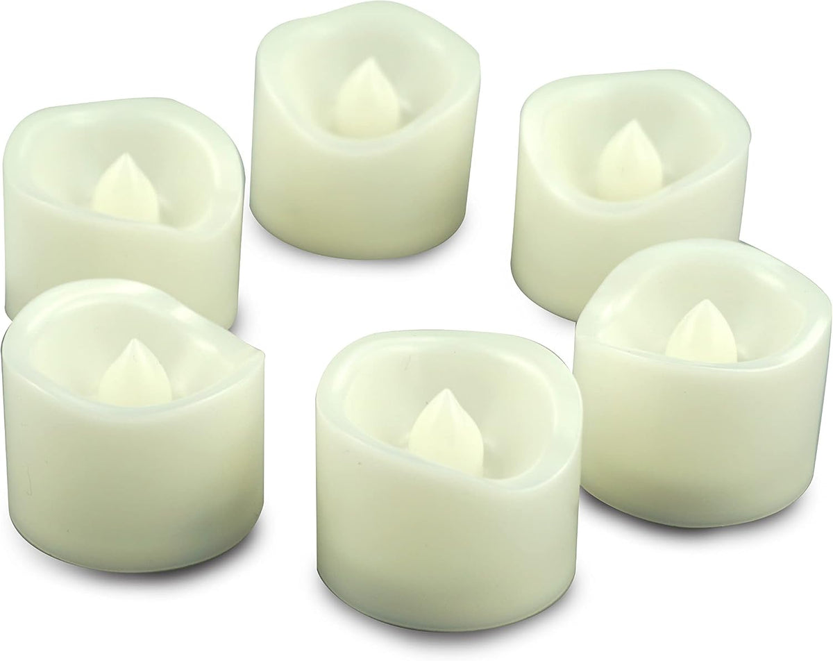 Battery Operated Flameless Warm White LED Tea Lights Votive Candles 6 Pack
