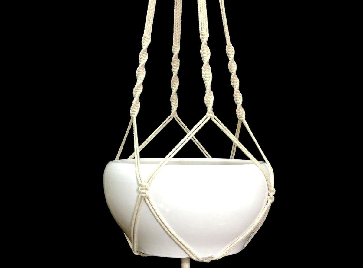 2 PCS Macrame Plant Hanger Hanging Planter 4 Legs Natural Cotton Rope Plant Hanger & Plant Holder 48 Inch for Square or Round Plant Pot 8-10 inch (Ivory Cotton)