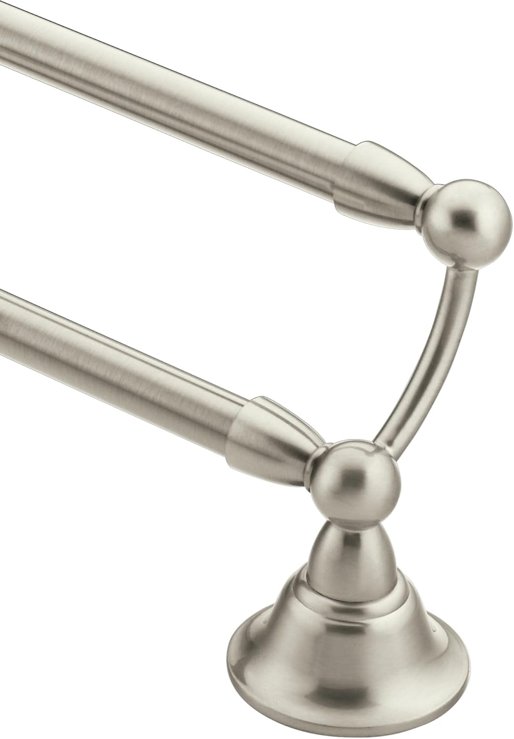 Moen Sage Collection Spot Resist Brushed Nickel 24-Inch Double Bathroom Towel Bar, Wall Mounted Bath Hanger with Two Rods, DN6822BN