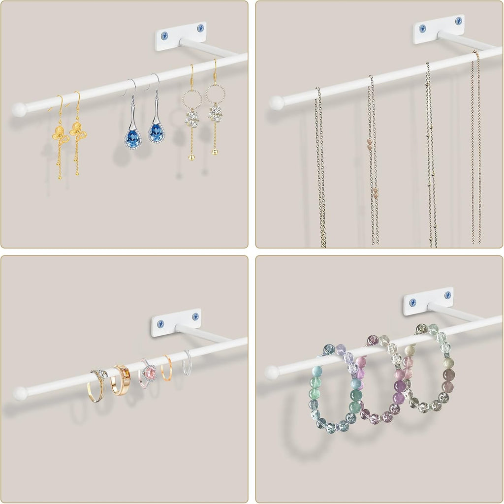 2-Pack Wall Hanging Jewelry Organizer, 14.5" Necklace Holder, White