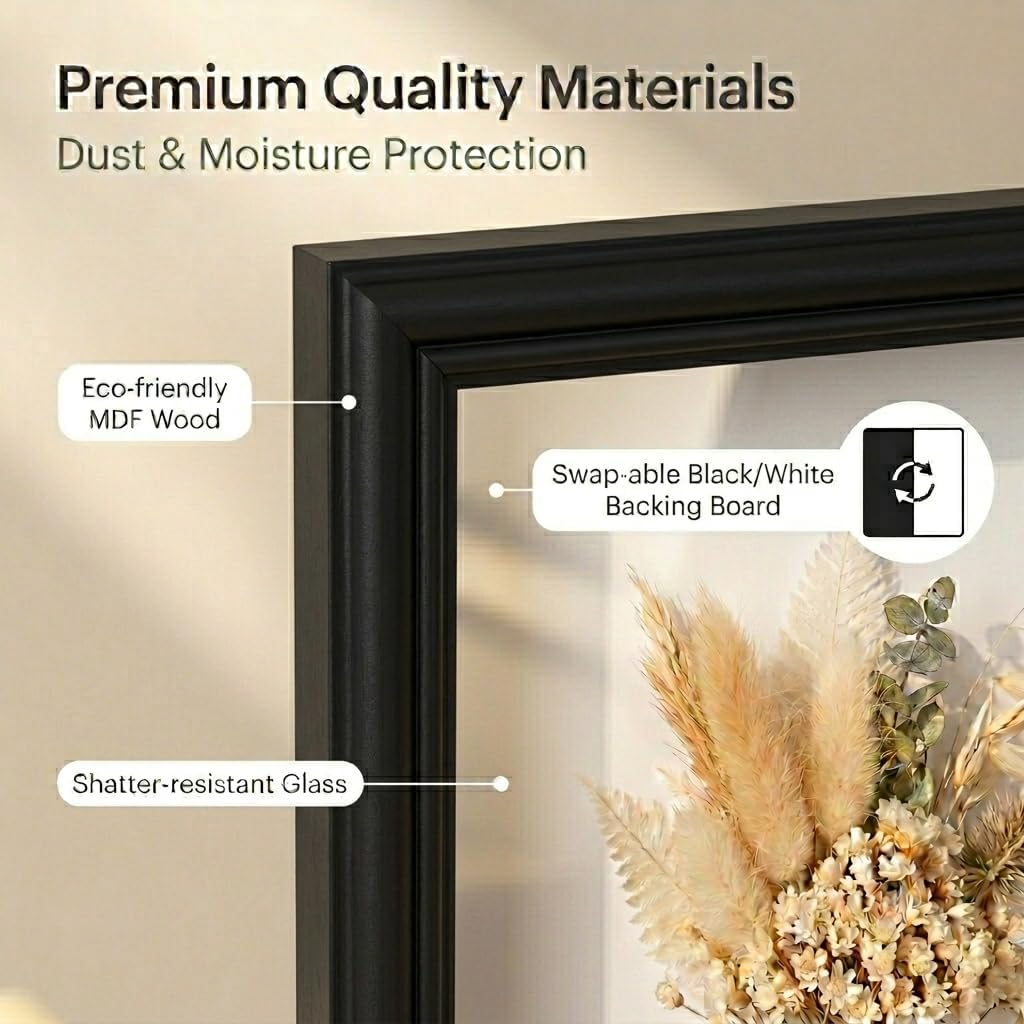3 Pcs 8x10 Shadow Box Frame with Shatter-Resistant Glass - 1.2" Deep