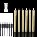 Pack of 6 Decorative Rechargeable Beige Taper Candles with USB Charge Warm White Light 10 Inch,Remote Flameless Christmas LED Window Candlesticks,25.5 cm Plastic Wedding Candles with Timer