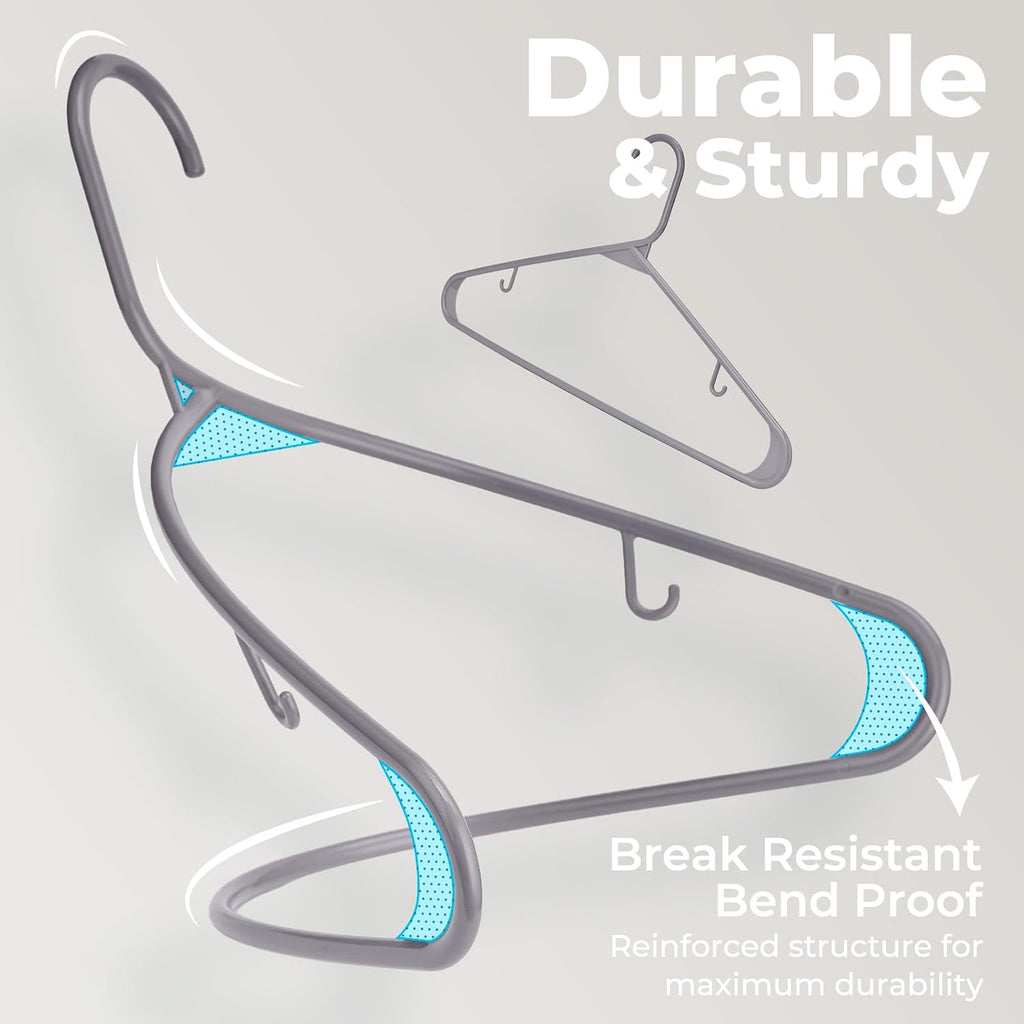 HOUSE DAY Grey Plastic Hangers 20 Pack, Slim Space-Saving Clothes Hangers