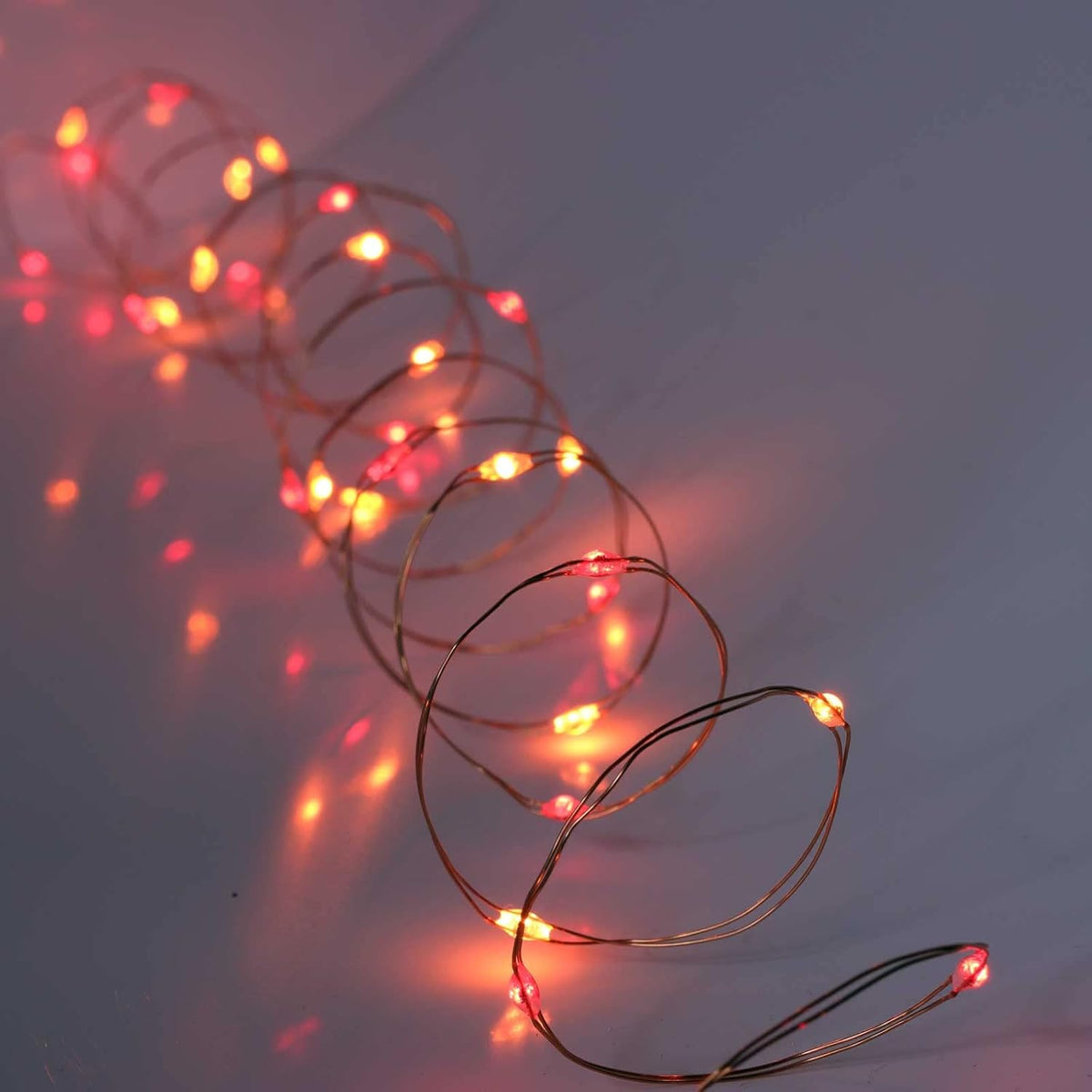 QBIS Christmas Lights Battery Operated, Red & Orange, 40 Micro LEDs 6.5ft