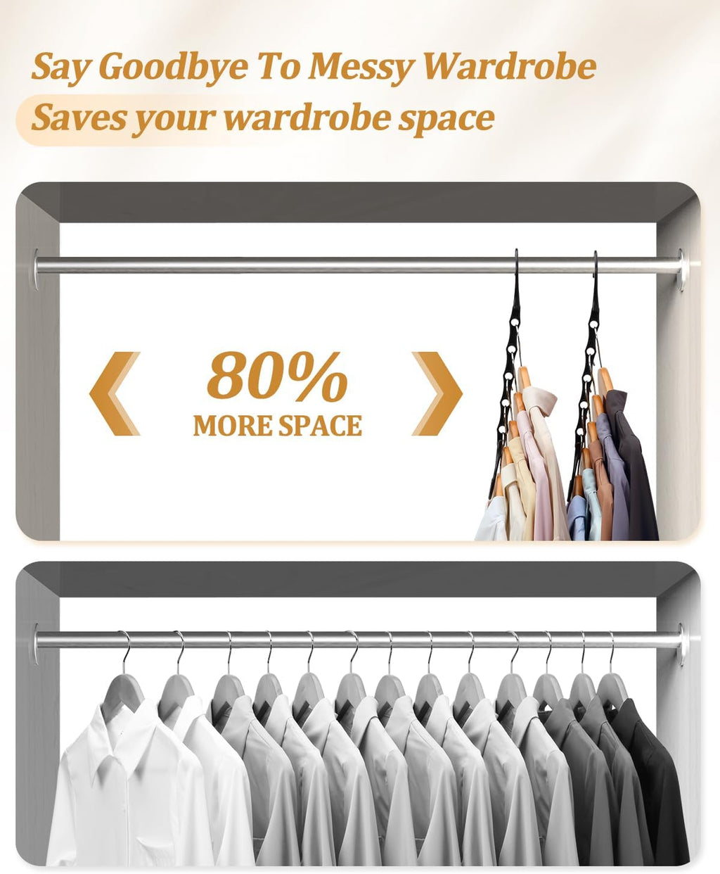 AMKUFO Hangers-Space-Saving 8 Pack Space-Saver, College-Dorm-Room-Essentials for Guys Girls, Smart Hangers for Bedroom Apartment Essentials, Black Plastic Magic Hangers House Organization Must Haves