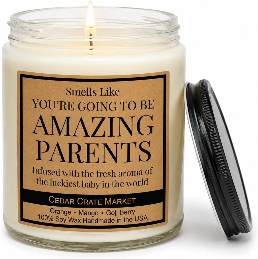 Expectant Parents Gifts - Baby Congratulations Candle - 100% Soy Wax