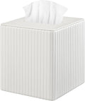 PU Leather Tissue Box Cover Square Tissue Box Holder for Bathroom Vanity Countertop Night Stands Bedroom Office Desk,Modern Tissue Decorative Organizer with Magnetic Closure,Cream