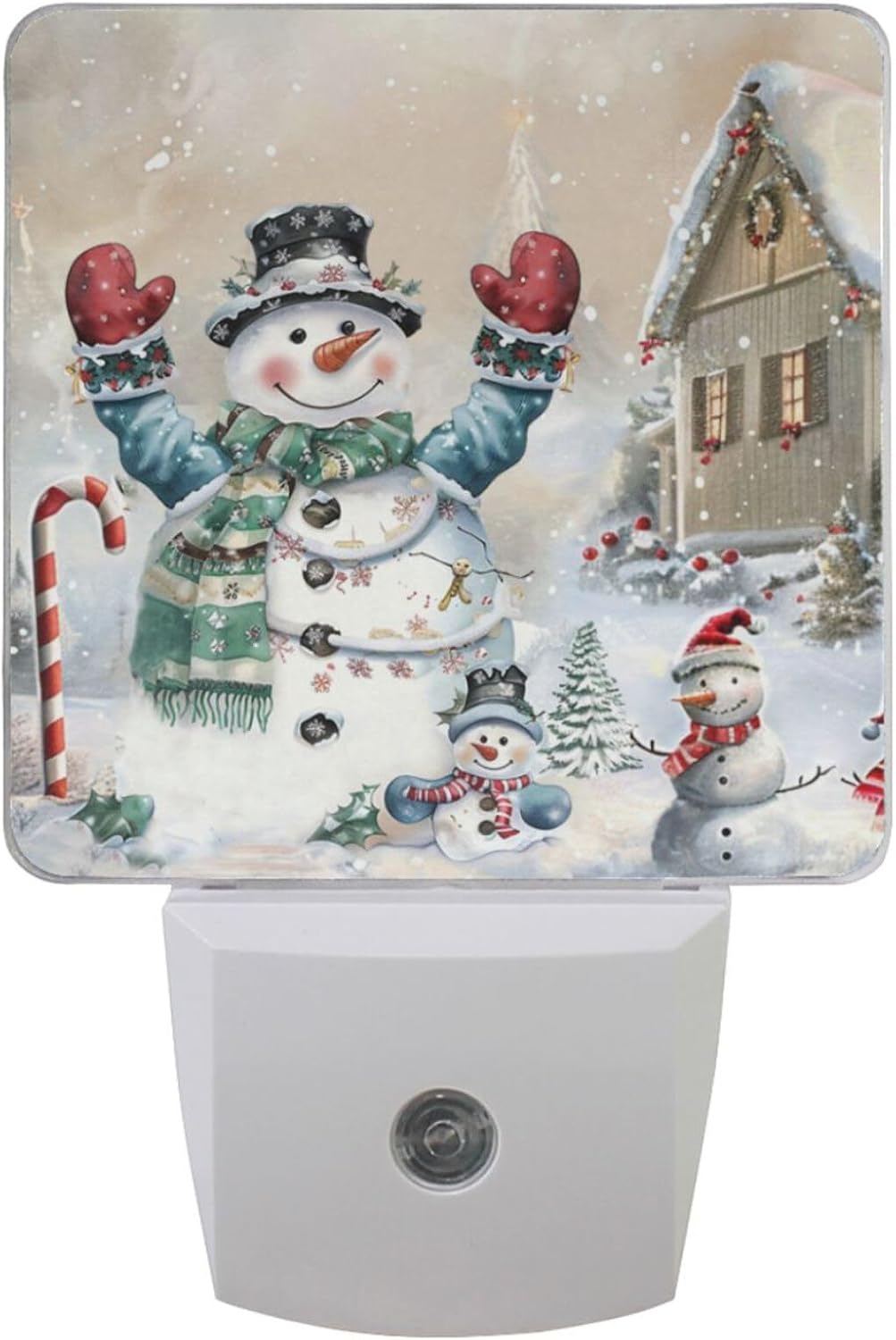 Vdsrup Winter Snowman Night Light Set of 2 Snowflake Plug-in LED Nightlights Auto Dusk-to-Dawn Sensor Lamp for Adults in Bedroom Bathroom Kitchen Hallway Stairs