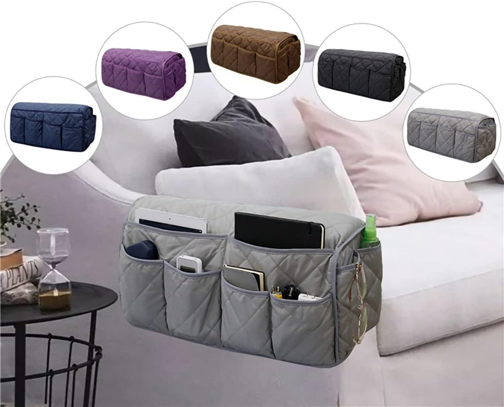 Armchair Caddy for Recliner Sofa Remote Control Holder Organizer for Recliners Purple Sofa Armrest Cover with 14 Pockets for Armchair Organizer