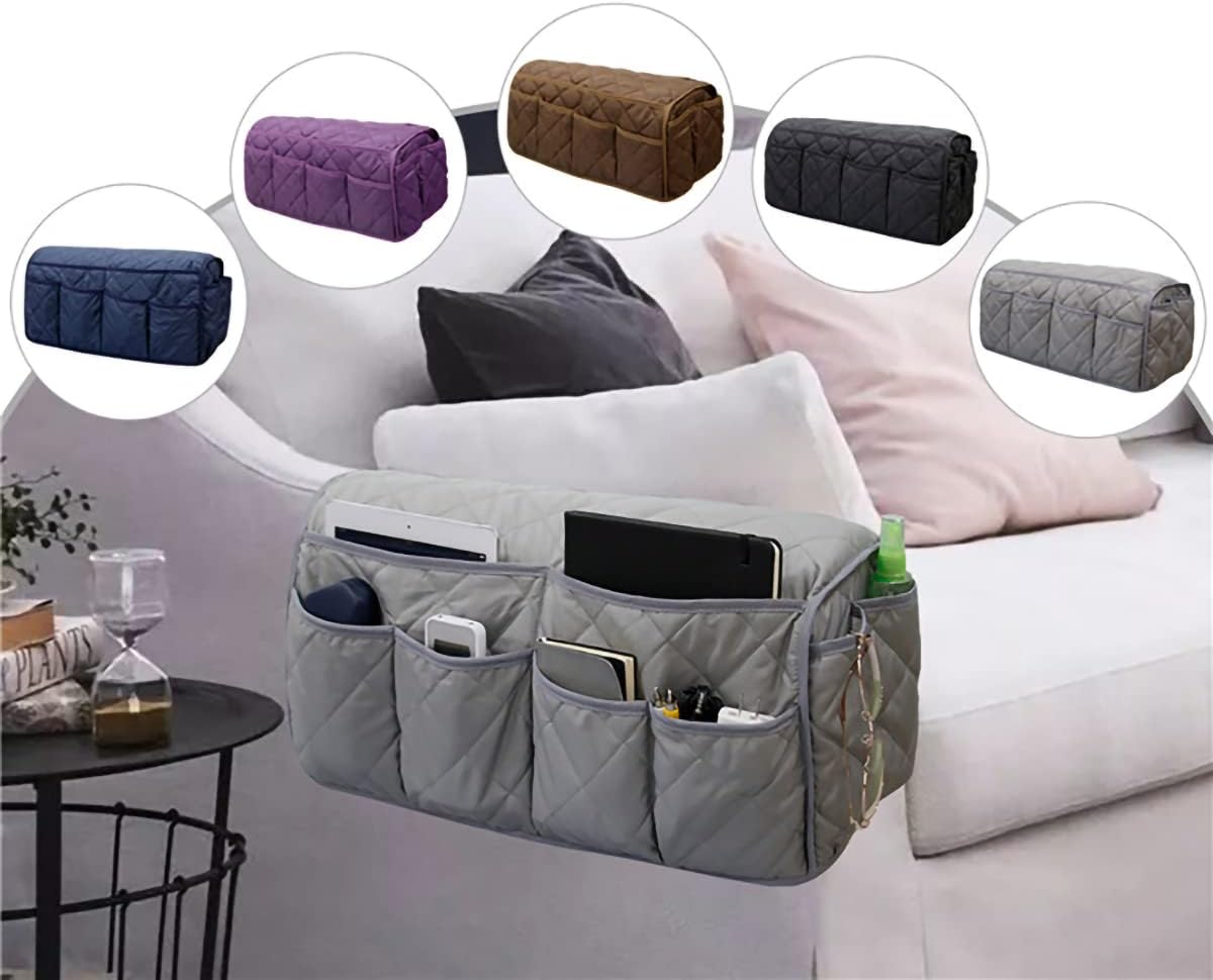 Armchair Caddy for Recliner Sofa Remote Control Holder Organizer for Recliners Purple Sofa Armrest Cover with 14 Pockets for Armchair Organizer