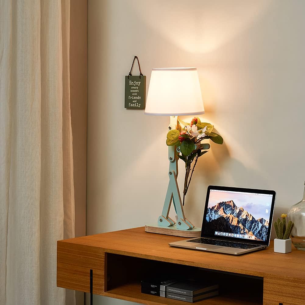 Cool Kids Wood Desk Lamp for Room Bedroom, Bulb Included, Pea Green