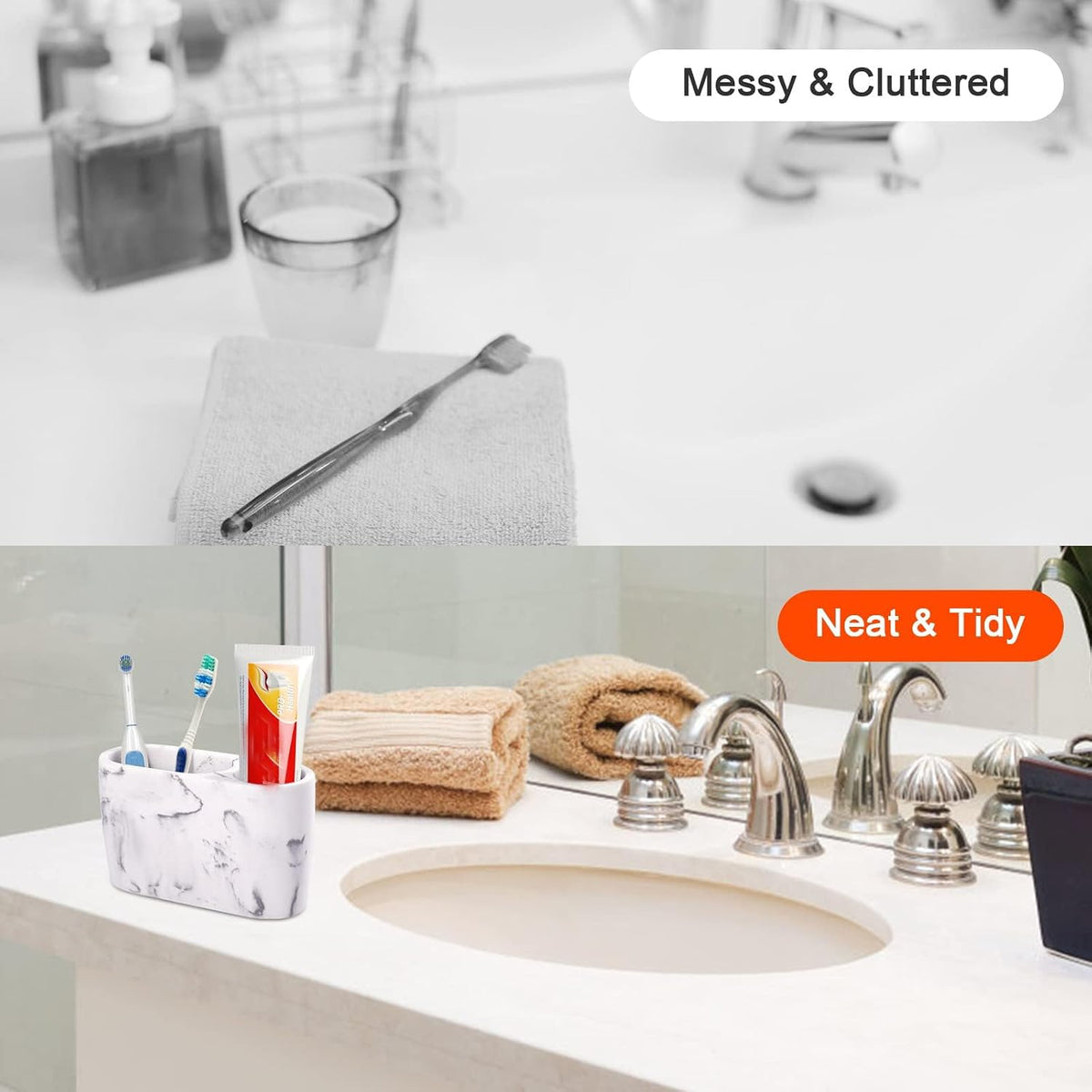 Toothbrush Holder for Bathrooms Toothpaste Holder Stand Bathroom Organizer for Toothbrush Makeup Brushes Holder