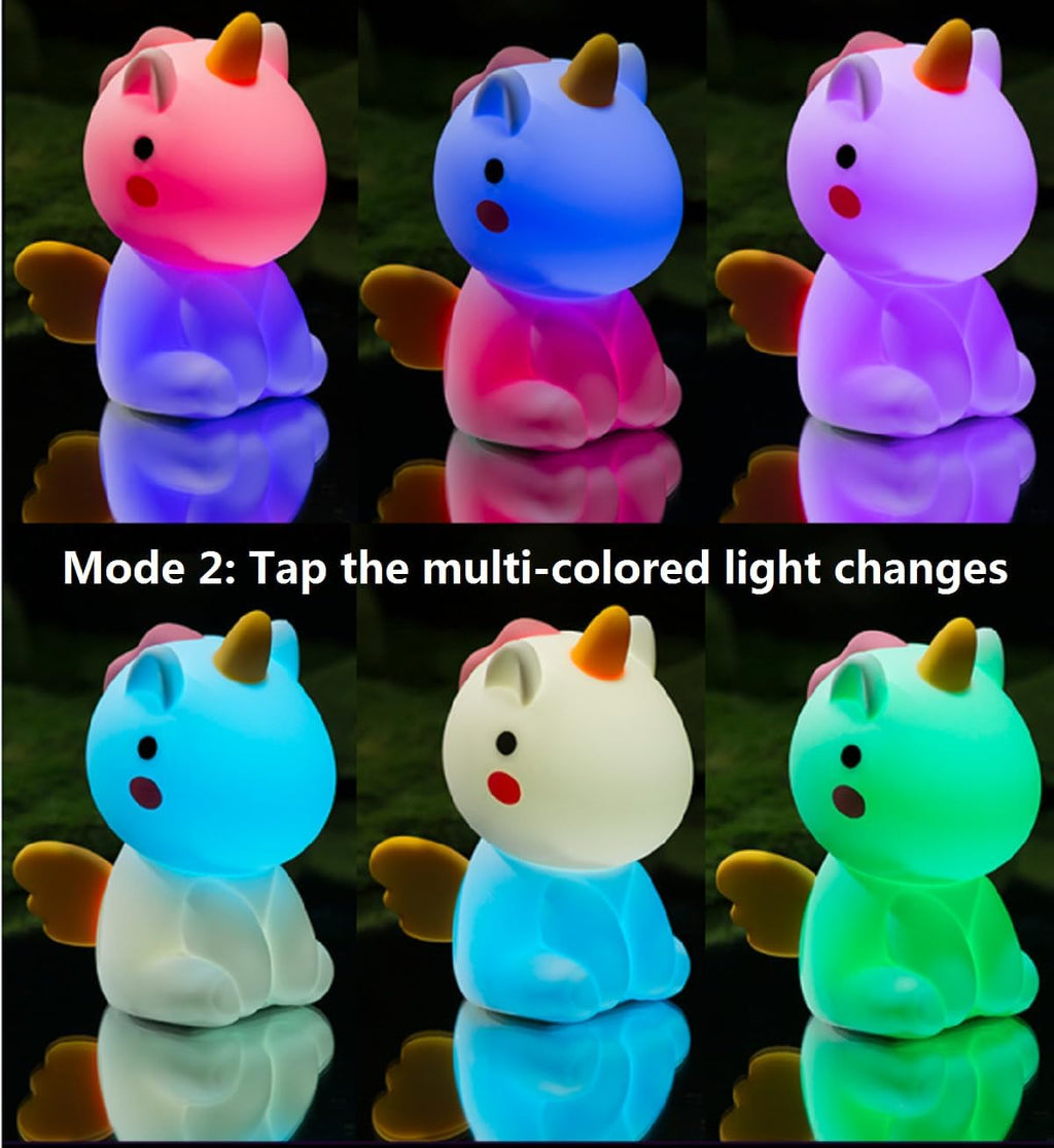 Unicorn Night Light,Rechargeable Table Lamp Bedside Lamp with 7 Colors