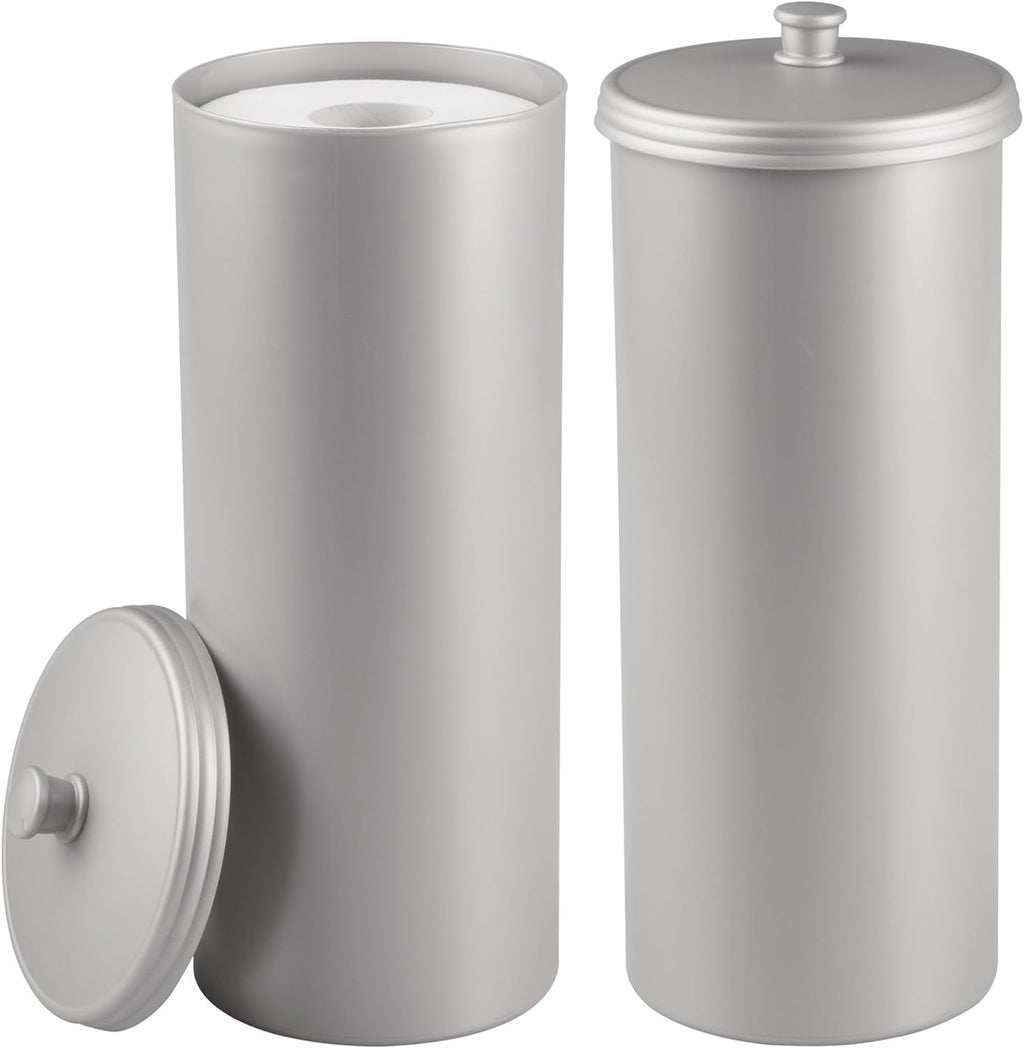 iDesign Freestanding Bathroom Toilet Paper Storage Holder, 2-Pack, Silver