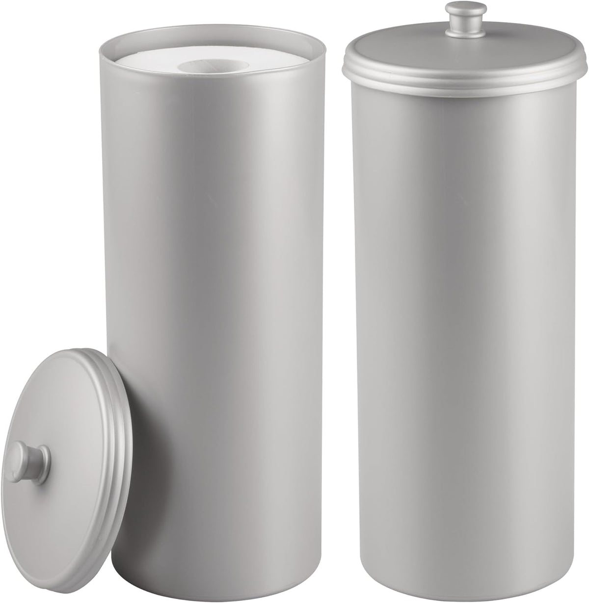 iDesign Freestanding Bathroom Toilet Paper Storage Holder, 2-Pack, Silver