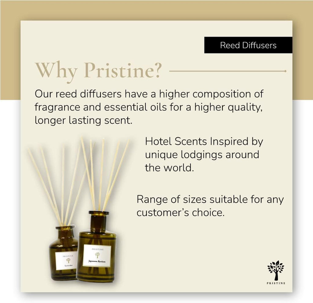 PRISTINE Japanese Ryokan Reed Diffuser for Home | Fresh Lavender, Moroccan Amber Reed Diffuser Set, Oil Diffuser & Reed Diffuser Sticks- Home & Office Decor-Fragrance Gift
