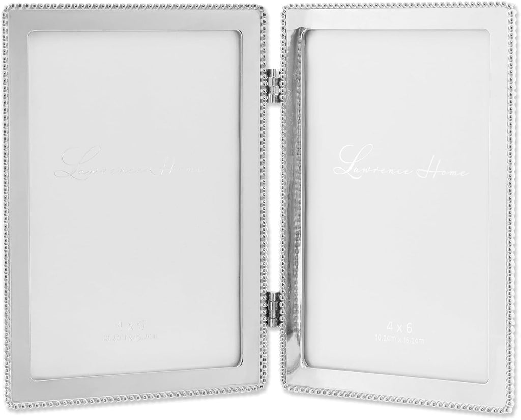 Lawrence Frames Metal Frame, Caviar Bead, Silver, 4x6 Double